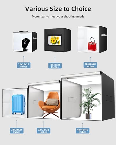 Glendan 40"x40" Light Box Photography, Large Photo Light Box with 3 Light Panels, 594 LED Beads, CRI >95, Professional Photo Booth Shooting Tent Kit with 4 Color Backdrops for Product Photography - size: 40*40 Inch