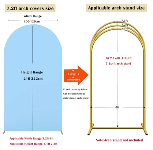 HAINARverS Wedding Arch Cover 7.2FT Spandex Fitted Stretchy Arch Stand Covers,2 Sided Round Top Chiara Backdrop Cover for Birthday Party Ceremony Banquet Baby Shower Arch Decoration(Baby Blue) - color: Baby Blue, size: 7.2FT