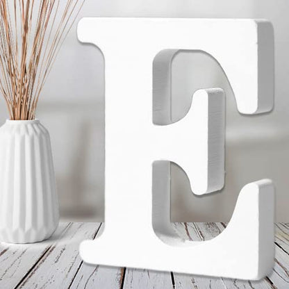 AOCEAN 6 Inch White Wood Letters - Unfinished Wood Letters for Wall Christmas Decor Standing Letters Slices Sign Board Decoration for Xmas Home Party Projects (E) - style: E
