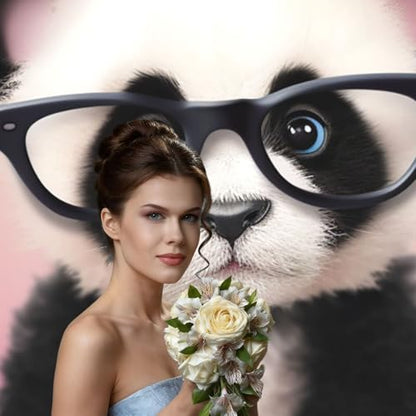 Baby Panda with Glasses Backdrop Background for Photography 5x7ft Photobooth Professional Photo Backdrop Curtains Video Photography Studio Photo Backgrounds Banner Booth Background Screen Parties - color: Baby Panda With Glasses