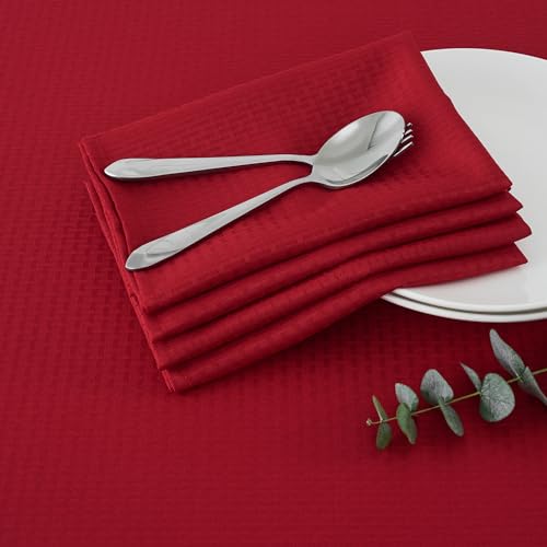 maxmill Jacquard Cloth Napkins 20 x 20 Inch Weaved Texture Pattern Soft Comfortable and Luxury Serviette for Christmas Family Dinners Parties and Banquets Set of 4 Pieces, Red - color: Red, size: 20" x 20" (Set of 4)