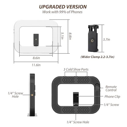 Ring Light for Phone with Video Rig, LED Video Light Kit, 8000mAh Battery, Bluetooth Remote, Adjustable Brightness and Color for Selfie, Phone Photography, TikTok, YouTube, Vlogging (LED Pro) - style: LED Pro