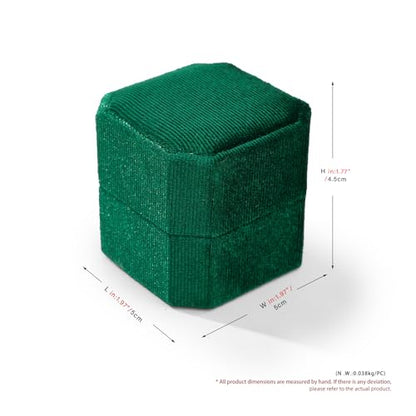 3 Slots Ring Box Velvet Ring Gift Box Wedding Day For Proposal, Engagement, Wedding, Mother's Day, Valentine's Day (Green) - color: Green