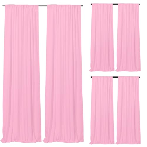 Gallety Pink Backdrop Curtain for Wedding, Polyester Photography Backdrop Drapes - 30FT x 10FT Wedding Backdrop with Rod Pockets for Children's Party,Birthday,Event,Graduation Party Decorations - color: Pink, size: W5' x H10'(6 panels)