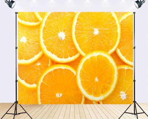 Trykid 20x10ft Fresh Orange Slices Backdrop Bright Citrus Fruit Photography Background Summer Food Blog Party Decoration Tapestry Photo Booth Prop Fabric - size: 20x10ft