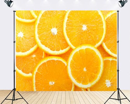 Trykid 8x6ft Fresh Orange Slices Backdrop Bright Citrus Fruit Photography Background Summer Food Blog Party Decoration Tapestry Photo Booth Prop Fabric - size: 8x6ft