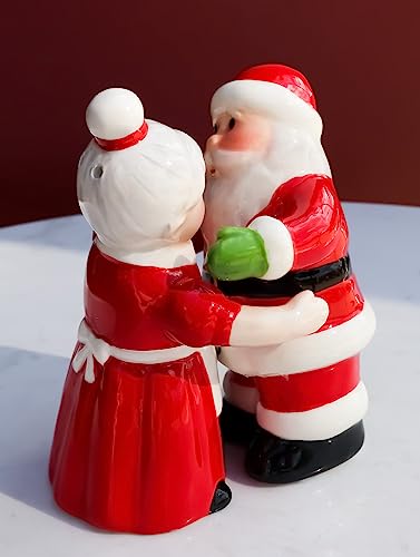 Ebros Gift 'Tis The Season Dancing Mr And Mrs Santa Claus Christmas Couple Salt And Pepper Shakers Set Ceramic Figurines Party Kitchen Tabletop Collectible Prop Jolly Holiday Decorative