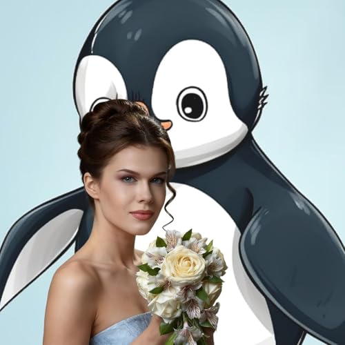 Cute Penguin Backdrop Background for Photography 5x7ft Photobooth Professional Photo Backdrop Curtains Video Photography Studio Photo Backgrounds Banner Booth Background Screen Parties - color: Cute Penguin