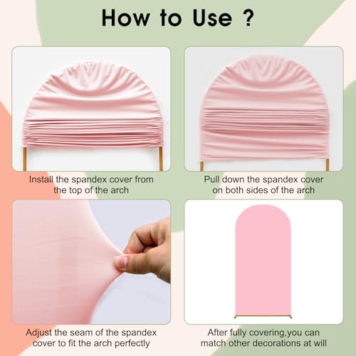 Chiara Wedding Arch Cover Set of 2 - 6Ft/7.2Ft, Double Color Spandex Fitted Arch Cover for Baby Party Birthday Banquet Shower (Pink+Blue) - color: Pink+Blue