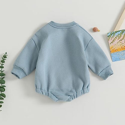 VISGOGO Newborn Infant Baby Boy Girls Oversized Romper Little Dude Sweater Onesie Coming Home Outfit Neutral Clothes - color: Blue, size: 6-12 Months