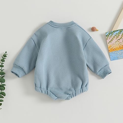VISGOGO Newborn Infant Baby Boy Girls Oversized Romper Little Dude Sweater Onesie Coming Home Outfit Neutral Clothes - color: Blue, size: 3-6 Months