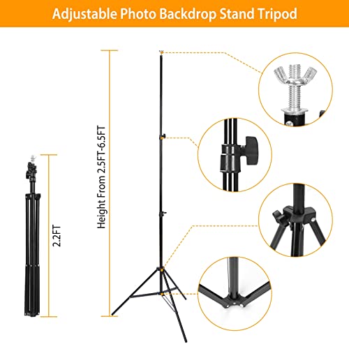 10ft Adjustable Backdrop Stand Kit, Heavy-Duty Photography Background Support System with Clamps & Carry Bag, Photo Video Studio Backdrop Stand for Parties, Weddings, Green Screen & Banner Display - color: Black
