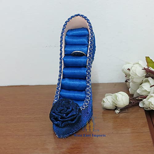 Ring Holder High Heel Shoe Design Fashion Jewelry Organizer Display Birtyday Gift (HW229R/blu) - color: HW229R/blu