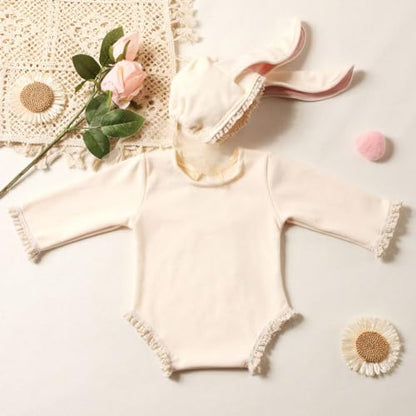 Newborn Baby Bunny Rabbit Crochet Knitted Photography Props Newborn Baby Outfits Diaper Costume - color: Beige a