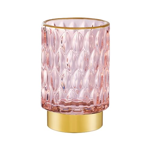 Makeup Brush Holder Organizer,Toothbrush Holders,Desk Pen Pencil Holder,Multifunctional Vintage Glass Brush Cup（A39-10-US） - color: Pink