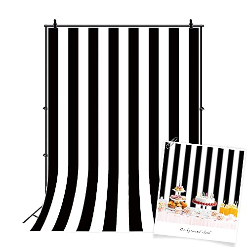 AOFOTO 10x8ft Black and White Striped Photography Backdrop Streak Texture Stripes Background for Photos at Wedding Birthday Party Kid Bride Adult Photo Studio Props Baby Shower Banner Decoration Vinyl - size: 10x8ft