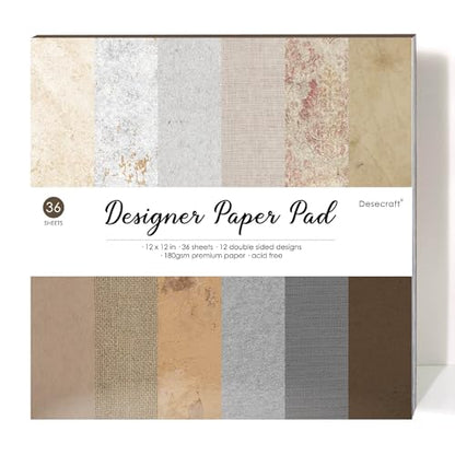 Timeworn Textrue12x12 Scrapbooking Cardstock Decorative Paper for Card Making Background Origami Textured Decorative Scrapbook Paper Scrapbook Materials Supplies