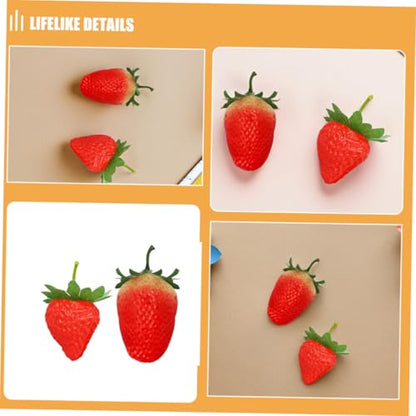 Abaodam 30pcs Realistic Faux Strawberries Artificial Red Strawberry Models Plastic Fruit Decorations for Home Kitchen Party Photography Props