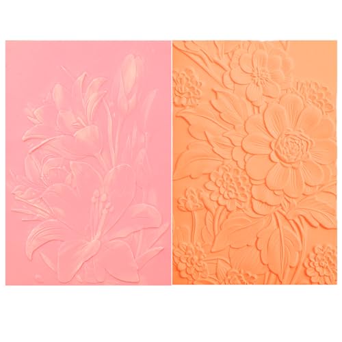 BAOFALI 2 PCS 3D Embossing Folder for Card Making Tulip Floral and Bloom Floral Textures Impressions Background Plastic Embossing Folders Template for DIY Scrapbooking and Other Paper Crafts Arts - color: Tulip Floral and Bloom Floral