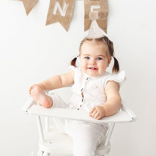 Boho First Birthday Hat-Natural 1st Birthday Boho Decorations,One Birthday Costume Headwear,Cake Smash Photo Prop - color: Beige