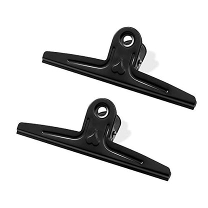 Coideal Extra Large Bulldog Clips Black, 2 Pcs Heavy-Duty Jumbo Bull Clips 30cm XXL Stainless Steel Paper Clip Clamps (11 4/5 Inch) - color: Black