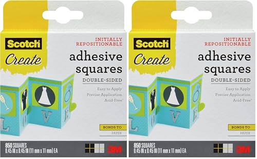 Scotch Adhesive Squares, Repositionable, White, 850 Squares/Pack (Pack of 2) - size: 1700-Pack