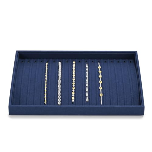 18 Slots Microfiber Jewelry Trays Necklace Tray Necklace Bracelet Display Tray Jewelry Drawer Organizer Tray Necklace Holder for Necklace,Bracelets,Watch Storage (Blue) - color: Blue, size: 18 Slot