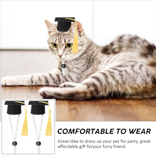 Eccliy 2 Pcs Pet Graduation Caps Mini Bachelor Hats with Tassel for Small Animal Guinea Pigs Hedgehog Bird Turtles Hamster Photo Props Graduation Holiday Festival Party Accessory (Yellow) - color: Yellow