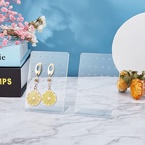 PH PandaHall 4 Pack Earring Holder, 42 Holes Small Ear Studs Display Stand L-Shape Earrings Jewelry Show Rack Stand Organizer Plastic Display Showcase 2.3 x 3.5 x 1.5 Inch