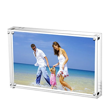 AMEITECH Acrylic Photo Frames,3.5x5'' Double Sided Magnetic Picture Frame, Desktop Frameless Postcard Display - size: 3.5 x 5 inch