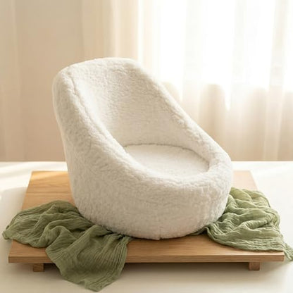 DOITOOL Newborn Chair for Photoshoot, White Baby Photography Props Mini Sofa Newborn Posing Seat Infant Studio Couch Toddler Picture Accessories