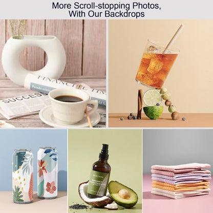 Yoocheese Photo Backdrop for Product Photography - Tabletop Photo Backdrop Kit - 10 Double-Sided Backgrounds, 20 Patterns - 1-Min Setup for Food Photography & Small Products, 16.5 x 11.7 in - color: Mulit