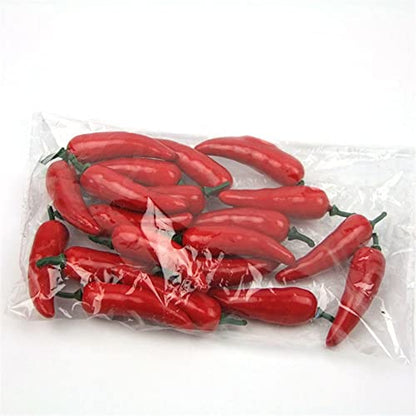 20Pcs Mini Fake Lemon Strawberry Oranges Fruit,Plastic Foam Vegetables Fruit as Home Party Ornament Craft Photography Props Gift 3-6CM(Red Pepper) - size: Red pepper
