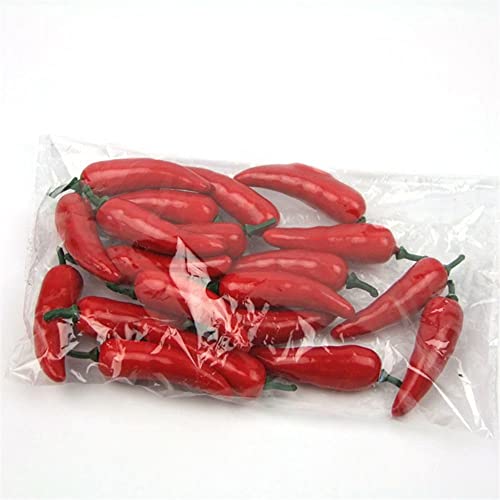 20Pcs Mini Fake Lemon Strawberry Oranges Fruit,Plastic Foam Vegetables Fruit as Home Party Ornament Craft Photography Props Gift 3-6CM(Red Pepper) - size: Red pepper