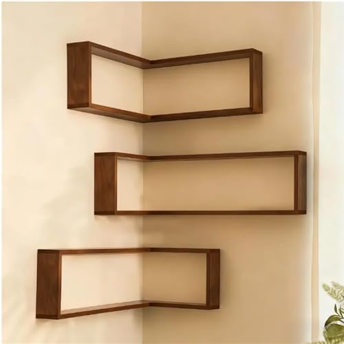Smart Corner Shelves that Light up Your Space, Set of 3 Corner Floating Storage Shelves,Wooden Wall-Mounted Corner Shelf Display Rack, Space-Saving (Set of 3(LED Light not Included)) - size: Set of 3(led Light Not Included)