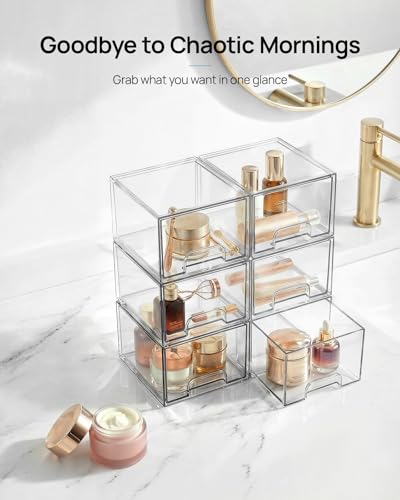 Vtopmart 10 Pack Small Clear Stackable Storage Drawers, Acrylic Bathroom Makeup Organizer, Plastic Storage Bins For Vanity, Undersink, Kitchen Cabinets, Pantry, Home Organization - style: 10pack-Clear