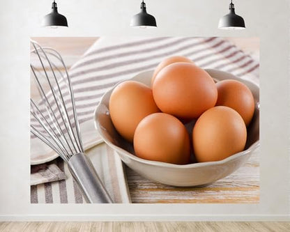 Trykid 10x8ft Brown Eggs in Bowl Backdrop Kitchen Baking Food Scene Photography Background Farm Fresh Party Decoration Tapestry Photo Booth Prop Fabric - size: 10x8ft