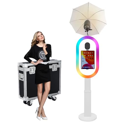 Soft-Light Umbrella Photo Booth Shell Compatible with iPad Tablet 10.2''-13'' Selfie Protable iPad Photo Booth Machine with Flight Case for Parties Wedding (White, Photo Booth Machine) - color: White, size: Photo Booth Machine