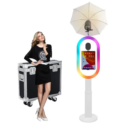Soft-Light Umbrella Photo Booth Shell Compatible with iPad Tablet 10.2''-13'' Selfie Protable iPad Photo Booth Machine with Flight Case for Parties Wedding (White, Photo Booth Machine) - color: White, size: Photo Booth Machine
