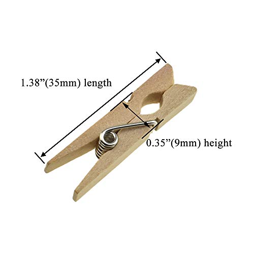 HAHIYO Wooden Clothes Pins Clothespins Small Do NOT Fall Apart 1.38 inches Length 60 Pack Sturdy Strong Springs No Rust No Discoloration for Laundry Bathroom DIY Craft Photos Food Opened Bags - size: Natural Wood 1.38 inches 60 Pack