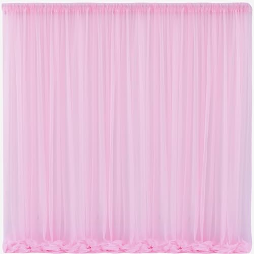 10x10 Pink Tulle Backdrop Curtains for Parties, Sheer Backdrop Curtain Wedding Photo Background Drapes for Baby Shower Photography Birthday Party - color: Baby Pink, size: 10x10ft