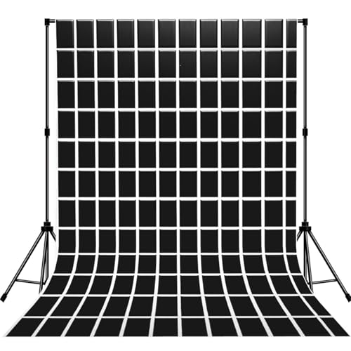 Black and White Grid Backdrop Background for Photography 5x7ft Photobooth Professional Photo Backdrop Curtains Video Photography Studio Photo Backgrounds Banner Booth Background Screen Parties - color: Black And White Grid