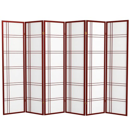 Oriental Furniture 6 ft. Tall Double Cross Shoji Screen - Rosewood - 6 Panels - color: Rosewood, size: 6 Panel
