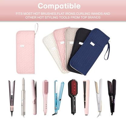 KarSyon Hot Tools Organizer Heat Resistant Mat Case Hair Tools Holder Travel Bag Portable Hair Styling Tools Cover Pouch for Curling Iron,Flat Iron,Hair Straightener (Pink) - color: Pink