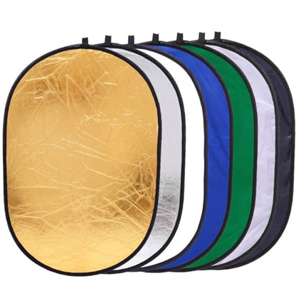 REFLEX CAMERA 7-in-1 Photography Reflector (Rectangular) – Translucent/Silver/Gold/White/Black/Blue/Green – Light Diffuser & Chroma Key Background Kit with Carrying Case (120x180cm/47x70) - size: 120x180cm/47x70in