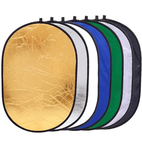REFLEX CAMERA 7-in-1 Photography Reflector (Rectangular) – Translucent/Silver/Gold/White/Black/Blue/Green – Light Diffuser & Chroma Key Background Kit with Carrying Case (120x180cm/47x70) - size: 120x180cm/47x70in