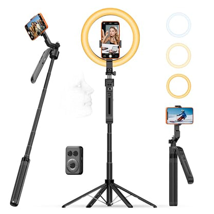 Vlogging Kit for iPhone Tripod with Ring Light 10", Smart Auto Face Tracking Tripod with Remote Control, One-Key Auto-Deploy, Phone Holder for Video Recording, Live Streaming - size: Tripod With 10'' Ring Light