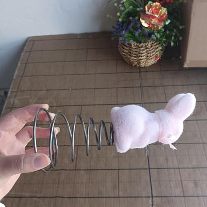 Easter Bunny Tree Topper - Spring Festival Moss Rabbit Ornament - Flocking Bunny Topper - for Home Farmhouse Party Mantel Cabinet Porch Basket Gathering Celebration - color: Pink