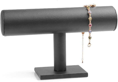 ChezMax Necklace Jewelry Display Jewelry Stand Hovering T-Bar Bracelet Holder for Home Organization - color: B-Black Leatherette-2PCS