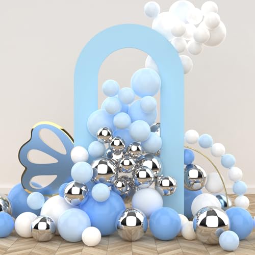 LEBENGURU Upgraded 7.2FT Open Arch Backdrop Cover,Baby Blue Spandex Fitted Round Top Wedding Arches,Double-Sided U-Shaped Arch Chiara Stand Covers for Birthday Party Baby Shower Banquet Balloon Décor - color: Baby Blue